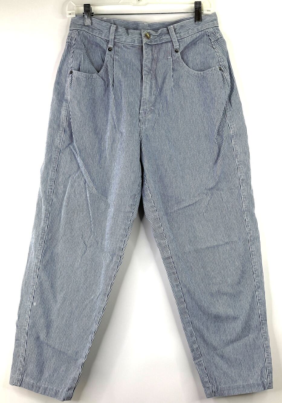 Brittania Vintage 90's Striped High Rise Wide Leg Tapered Jeans Size 12 Petite